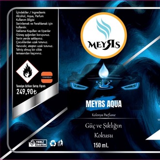 MEYRS 150 ml Parfümlü Kolonya – AQUA – Uzun Kalıcılık – Renkli Şişe