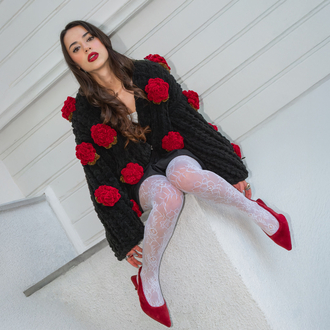 Burgundy Rose Hırka 