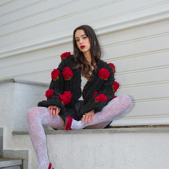 Burgundy Rose Hırka 