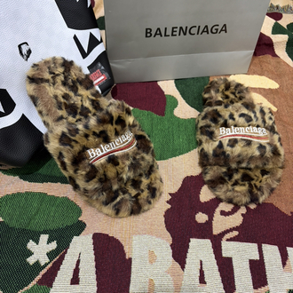 BALENCİAGA FUR SLİDES LEOPARED