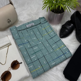 Mint Yeşili Çizgili Grid Jile