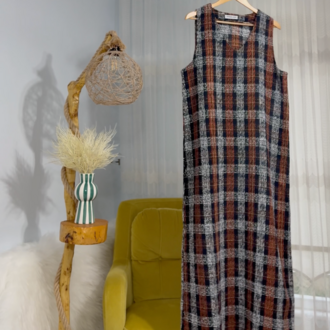 Kahverengi Ekose Desenli Jile