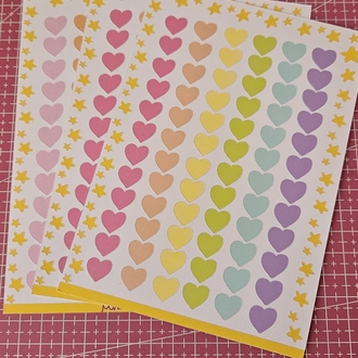 Renkli kalp sticker sayfası