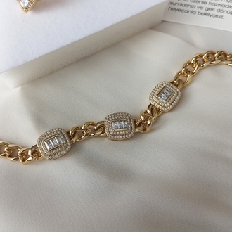 BAGET TAŞLI XUPİNG 14K GURMET BİLEKLİK