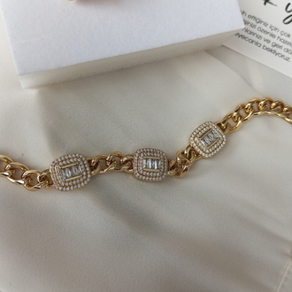 BAGET TAŞLI XUPİNG 14K GURMET BİLEKLİK