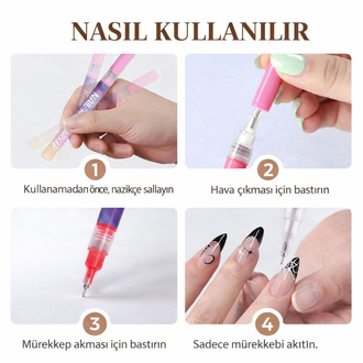 12’li Nail Art Kalemi Seti – İnce Uç