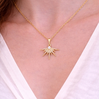 Sunburst Shine Gold Kolye