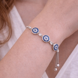 Blue Eye Charm Silver Bileklik VIP