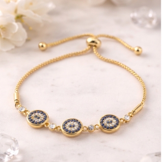 Blue Eye Charm Gold Bileklik VIP