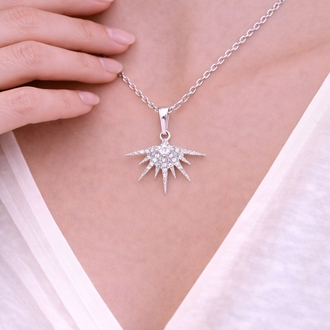Sunburst Shine Silver Kolye