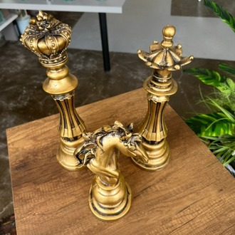 3'lü Set Satranç Set Gold
