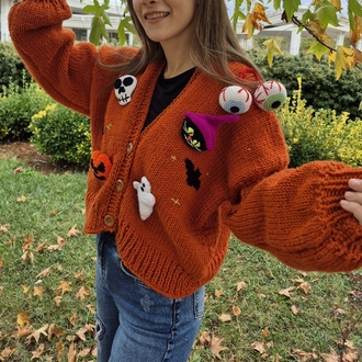 Kiremit Rengi Halloween Hırka – MIRMIKA Tarzı Biraz Kaos, Bolca Konfor! ⬛