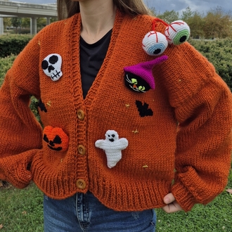 Kiremit Rengi Halloween Hırka – MIRMIKA Tarzı Biraz Kaos, Bolca Konfor! ⬛