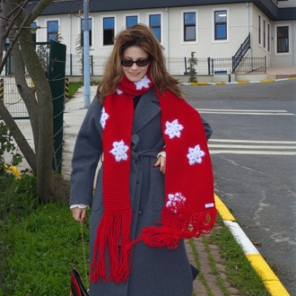 El Örgüsü Işıltılı Kar Taneli Oversize Atkı & Vintage Romantik Parmaksız Eldiven Takımı