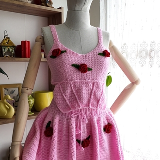 Rosie Set | 3D Güllü Korse, Etek & Bandana Takım