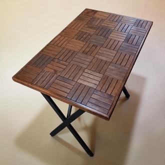 Modern Ceviz Renk Balkon ve Mutfak Masası Yemek masası 120 X 75 cm Parke desen Retro tasarım