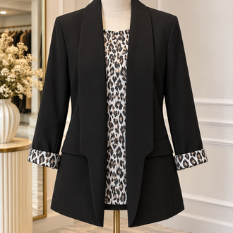 Astarı leopar blazer ceket