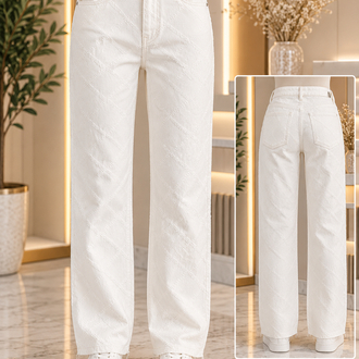 Desenli Straight jean