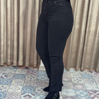 Paçası kesik boy fit jean