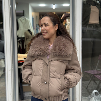 Yakası Kürklü Şişme Mont