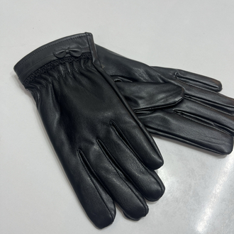 Fiyonklu detaylı deri eldiven