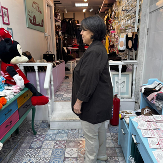 Büyük beden keten blazer ceket