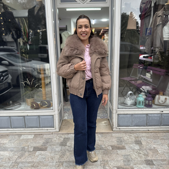 Yakası Kürklü Şişme Mont