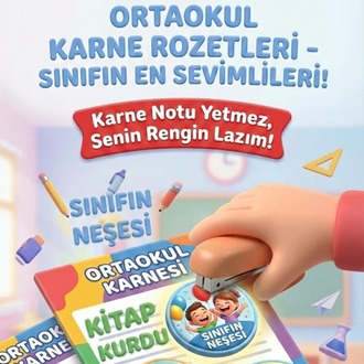 İLK-ORTAOKUL KARNE ROZETLERİ - 100+ADET - SINIFIN ENLERİ - PDF
