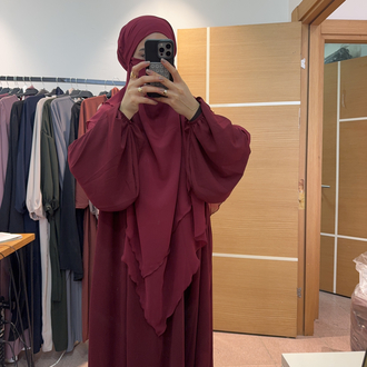 Açelya Elbise Uzun Sufle Bordo Takım
