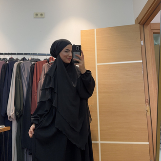 Açelya Elbise Uzun Sufle Siyah Takım