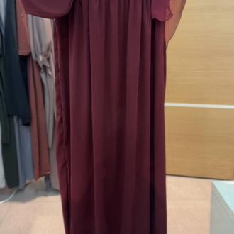 Açelya Elbise Uzun Sufle Bordo Takım