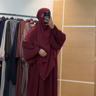 Açelya Elbise Uzun Sufle Bordo Takım
