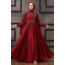 Pelerinli Bordo Tesettür Abiye | 8696973