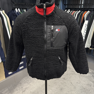 OUTLET ÜRÜNÜ Tommy Jeans Uzun Fermuarlı Polar Mont (Siyah)