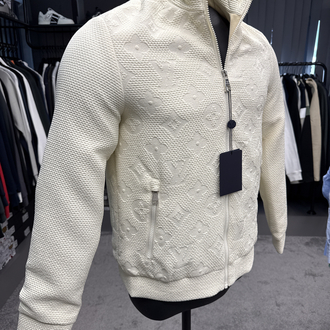 OUTLET ÜRÜNÜ İthal Louis Vuitton Gofre Baskı Bomber Ceket 4669 (Beyaz)