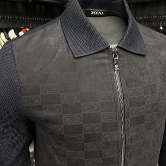Outlet ürünü İthal Zegna Monogram Süet Detaylı Triko Mont Ceket (Lacivert-9090
