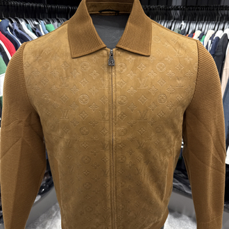 Outlet ürünü İthal Louis Vuitton Monogram Desenli Süet Ceket (Taba-6118)