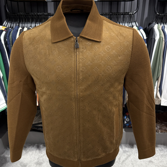 Outlet ürünü İthal Louis Vuitton Monogram Desenli Süet Ceket (Taba-6118)