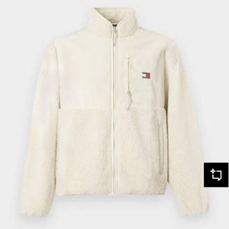 Tommy Jeans Uzun Fermuarlı Polar-(Peluş) (25328-Beyaz)