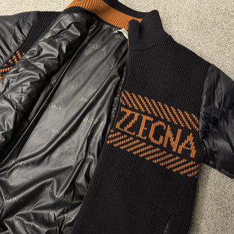 Outlet ürünü İthal Zegna Mevsimlik Şişme Mont (1056-Siyah-Yazı Kiremit)