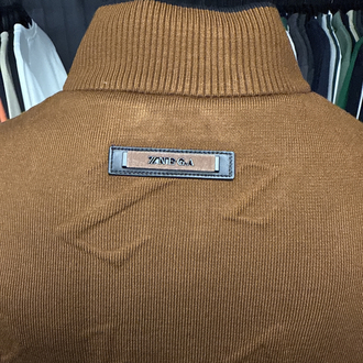 Outlet ürünü İthal Zegna Kabartma Desenli Triko Ceket Mont (Taba) 3434-