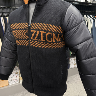 Outlet ürünü İthal Zegna Mevsimlik Şişme Mont (1056-Siyah-Yazı Kiremit)