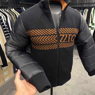 Outlet ürünü İthal Zegna Mevsimlik Şişme Mont (1056-Siyah-Yazı Kiremit)
