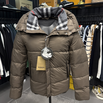 İthal Burberry Kaz Tüyü Şişme Mont (80247-Kahve)