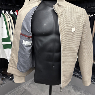 OUTLET ÜRÜNÜ İthal Brunello Cucınellı Çelik Örme Triko Ceket (Taş)