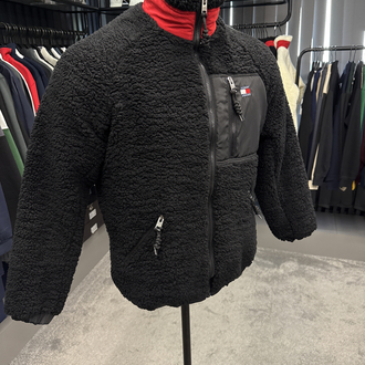 OUTLET ÜRÜNÜ Tommy Jeans Uzun Fermuarlı Polar Mont (Siyah)