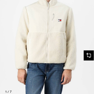 Tommy Jeans Uzun Fermuarlı Polar-(Peluş) (25328-Beyaz)