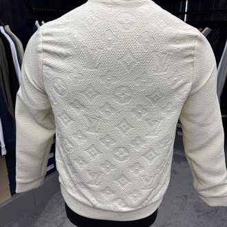 OUTLET ÜRÜNÜ İthal Louis Vuitton Gofre Baskı Bomber Ceket 4669 (Beyaz)