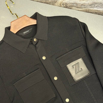 İthal Zegna Çelik Örme Triko Ceket (Siyah)