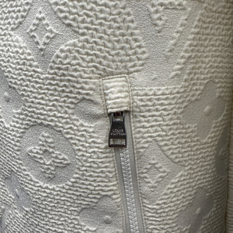 OUTLET ÜRÜNÜ İthal Louis Vuitton Gofre Baskı Bomber Ceket 4669 (Beyaz)